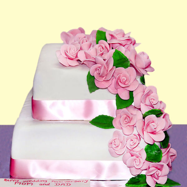 Pink Floral Wedding Cake 3 Kg.